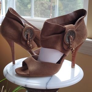 Camel  high heels suede sandals